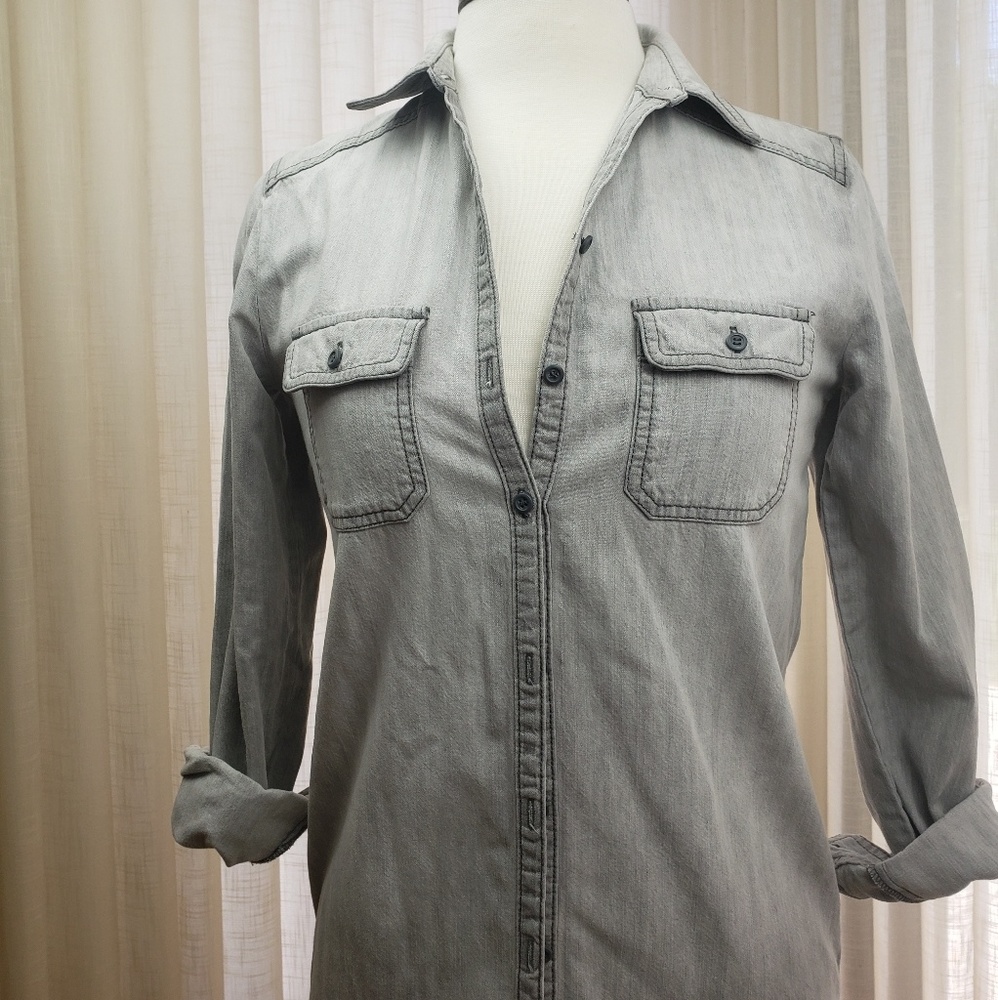 BP. Light Grey Denim Button Front Shirt